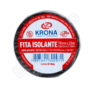 FITA ISOLANTE ANTI-CHAMA C/CELOF.1 9MMX20M KRONA (REF 1302)