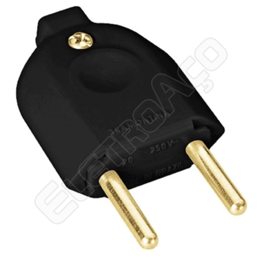 PLUG MACHO 2P+T.TERMOPLASTICO C/COMPON.METALICOS 20A 250V PRETO