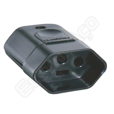 PLUG FEMEA 2P+T.TERMOPLASTICO C/COMPON.METALICOS 20A 250V PRETO