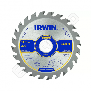 DISCO DE CORTE P/MAD 4.3/8 X 24D X 20MM IRWIN (REF. IW14104)